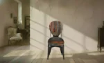 Wooden Dining Chair with Iron Base