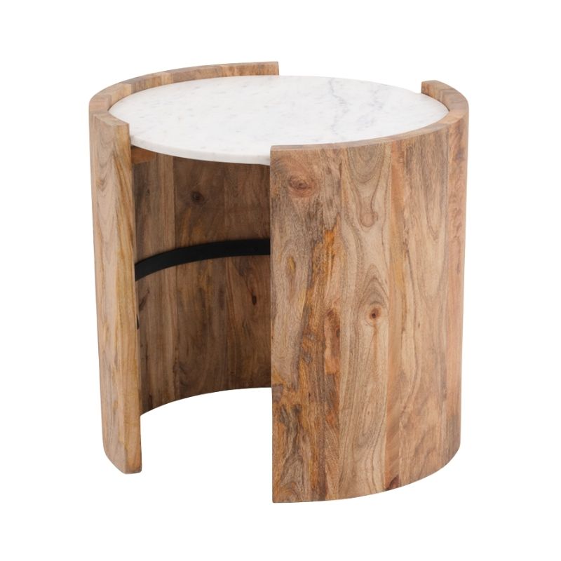 1002 End Table White Marble Mango Wood - Image 1