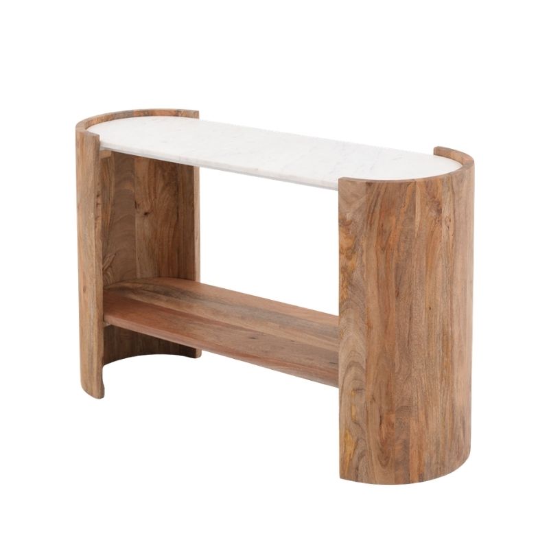 1003 Console Table White Marble Mango Wood - Image 1