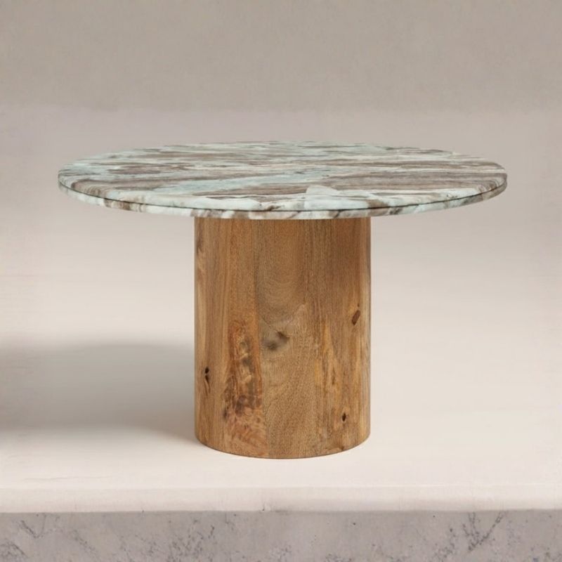 1009 Coffee Table In Sawar Marble & Mango Wood - Image 1