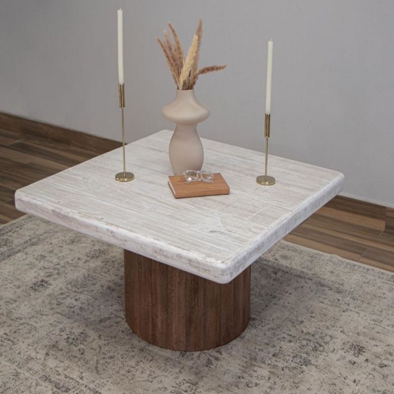 1011 Coffee Table In Mango Wood Brown & Lime Finish - Image 1