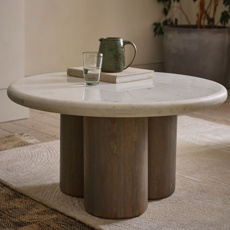 1019 Coffee Table In White Marble & Walnut Finish - Image 1