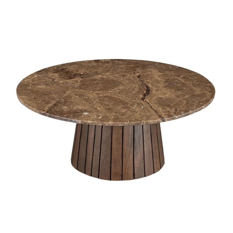 1052 Coffee Table In Empredor Marble & Mango Wood Base - Image 1