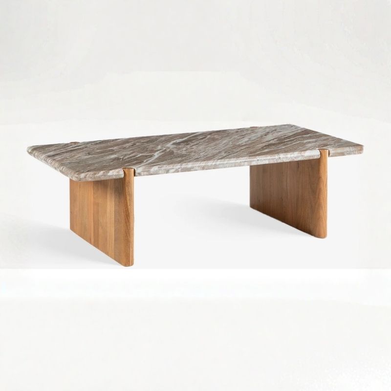 1056 Coffee Table In Sawar Marble & Mango Wood - Image 1