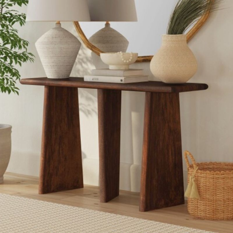 1064 Console Table In Mango Wood Walnut Finish - Image 1