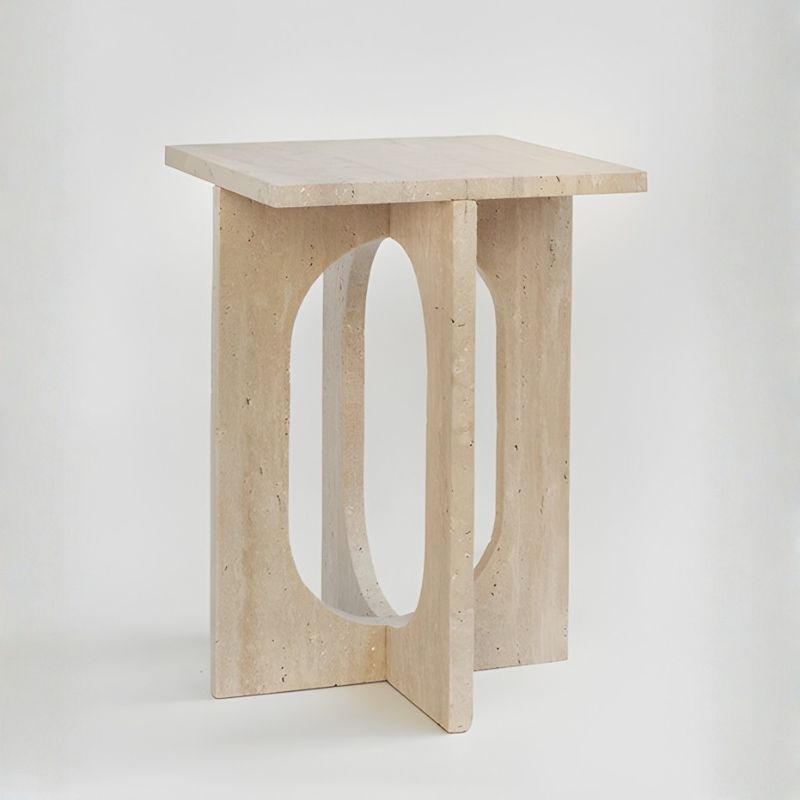 2007 Luna Travertine Side Table - Image 1
