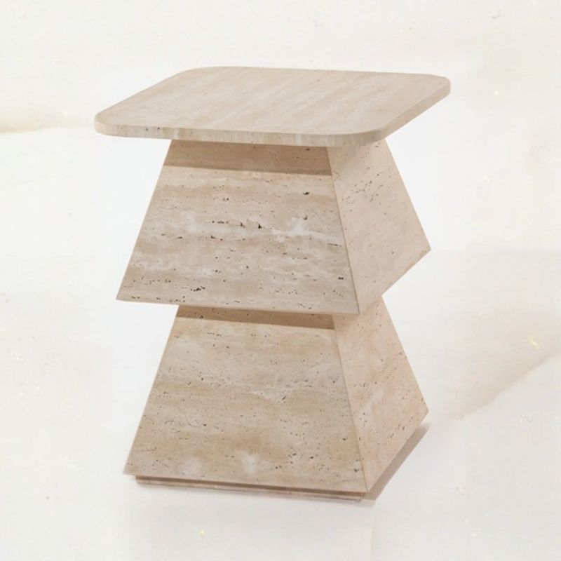 2010 Elite Travertine End Table - Image 1