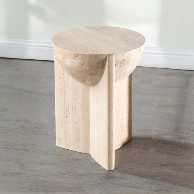 2013 Classic Travertine End Table - Image 1