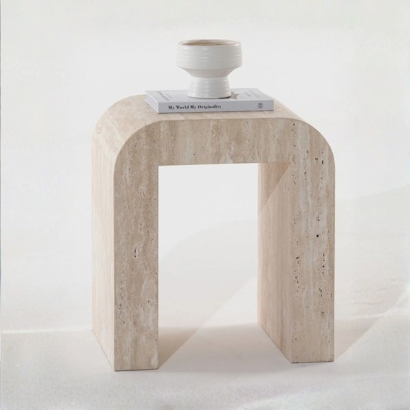 2014 Slim Travertine End Table - Image 1