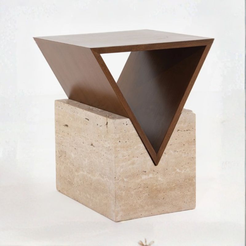 2015 Travertine Mango End Table - Image 1