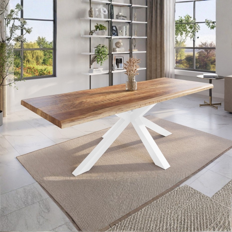 5081 Mango Live Edge Dining Table White Spider Leg - Image 1