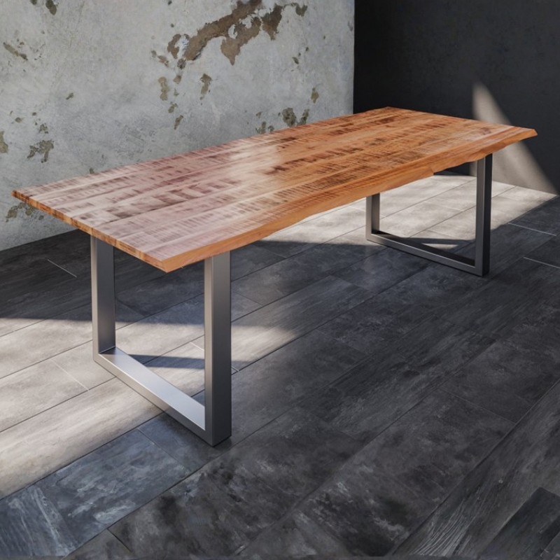 6083 Mango Live Edge Dining Table U Shape Base - Image 1